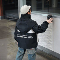 Boys Black Long Sleeve Hooded Jackets With Print Back Coats & Jackets