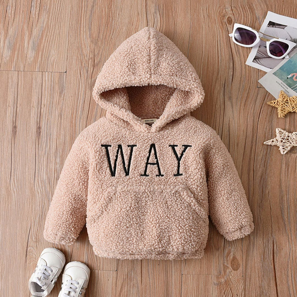 Girls Beige Full Sleeves Hooded Sherpa Sweatshirt Sweatshirts & Hoodies Khaki 3-6 M 