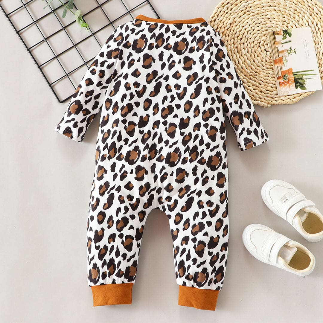 Boys Leopard Print Full Sleeves Jumpsuit Jumpsuits   