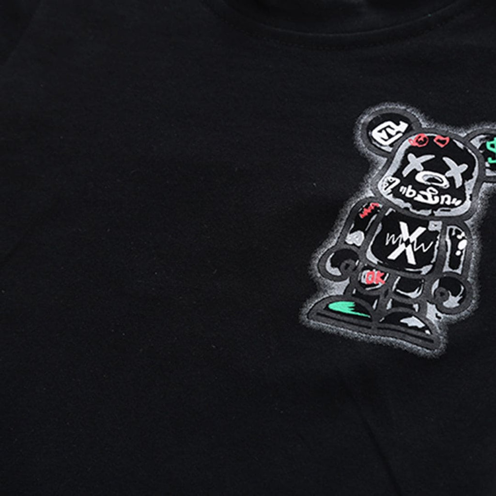 Boys Black Graphic Print Short Sleeves T-shirt with Shorts Set Sets