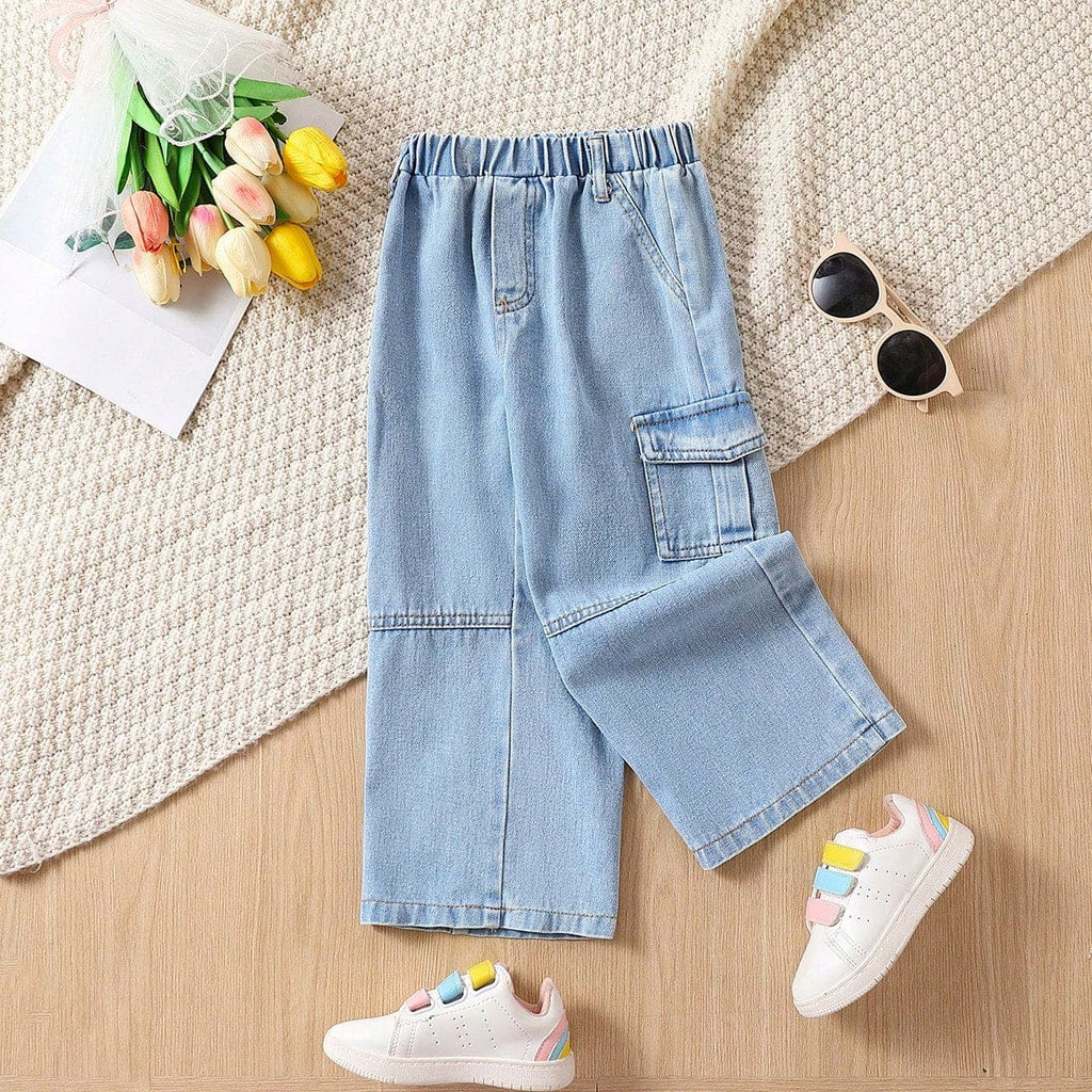 Girls Light Blue Baggy Fit Denims