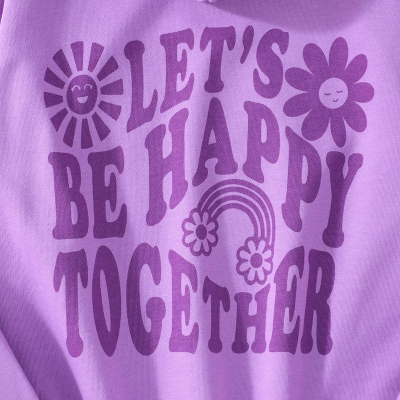 Girls Purple Typographic Print Full Sleeves Hooded Sweatshirt Sweatshirts & Hoodies   