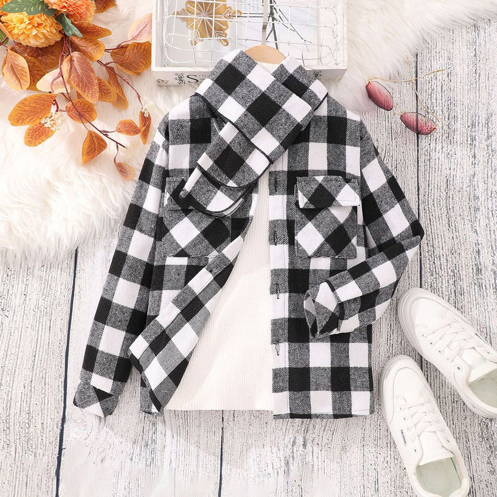 Boys Long Sleeve Black Checked Shirt Shirts Black 8-9 Y 