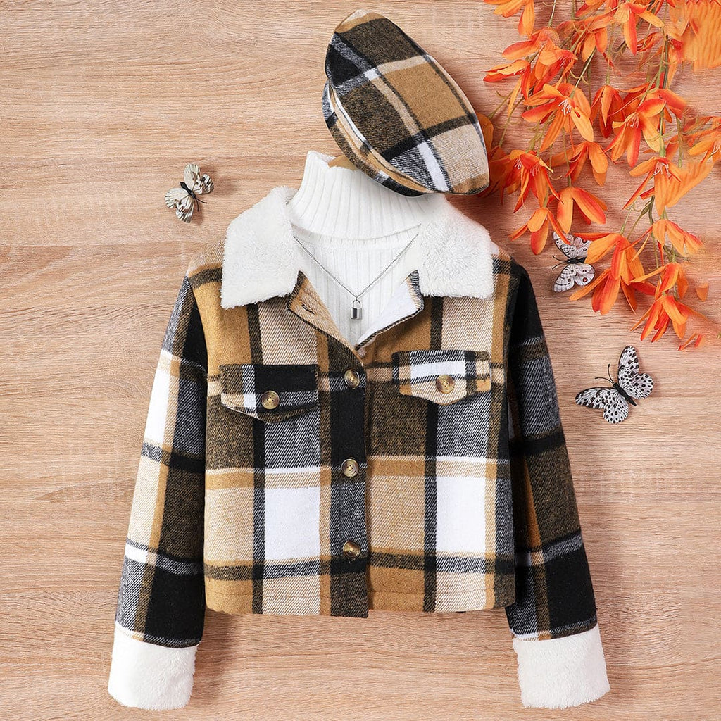 Boys Brown Checkered Print Full Sleeves Jackets Coats & Jackets Brown 8-9 Y 