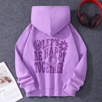 Girls Purple Typographic Print Full Sleeves Hooded Sweatshirt Sweatshirts & Hoodies   
