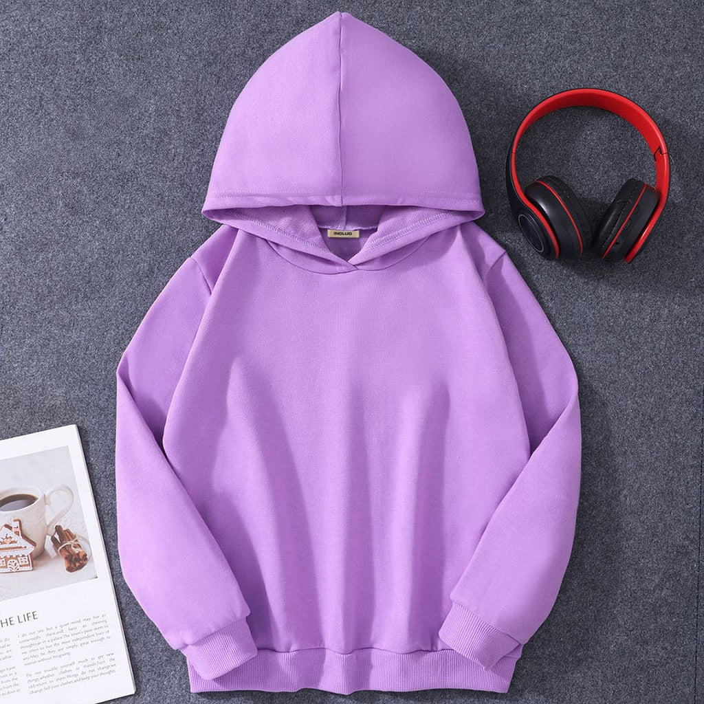 Girls Purple Typographic Print Full Sleeves Hooded Sweatshirt Sweatshirts & Hoodies Purple 8-9 Y 