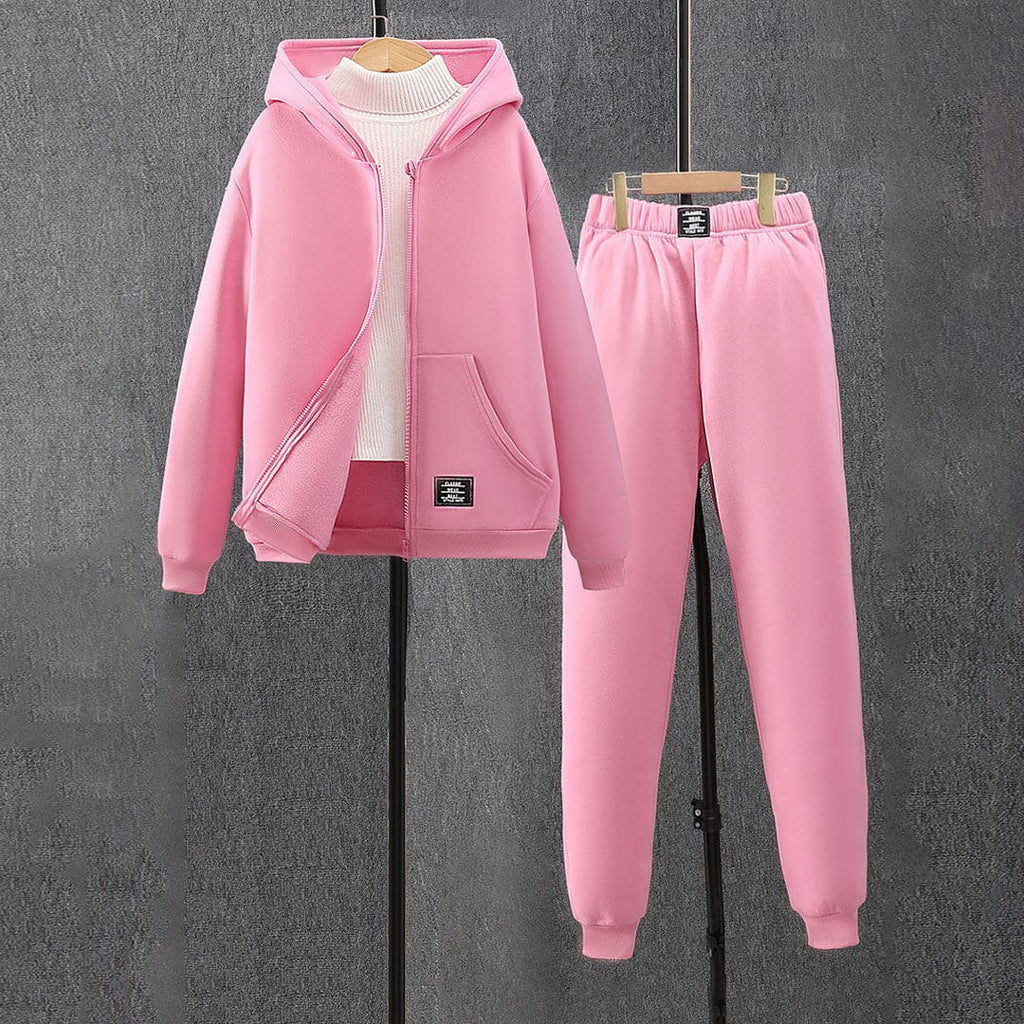 Girls Pink Hooded Jacket with Jogger Set Sets Pink 13-14 Y 