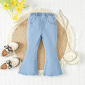 Girls Blue Wide Leg Denim Trousers Pants Blue 6-9 M