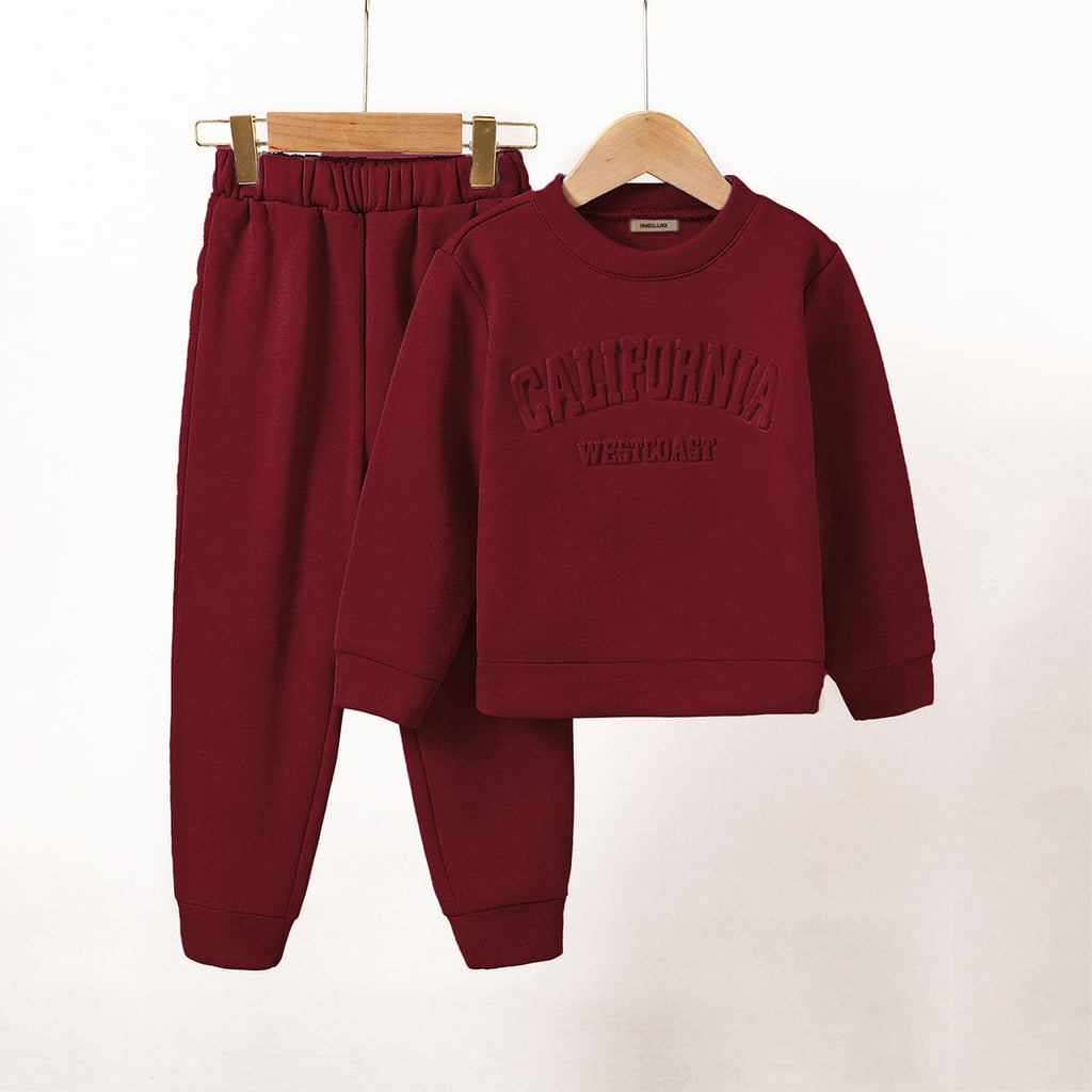 Boys Red Typography Print Sweatshirt With Sweat Pants Set Sets Red 4-5 Y