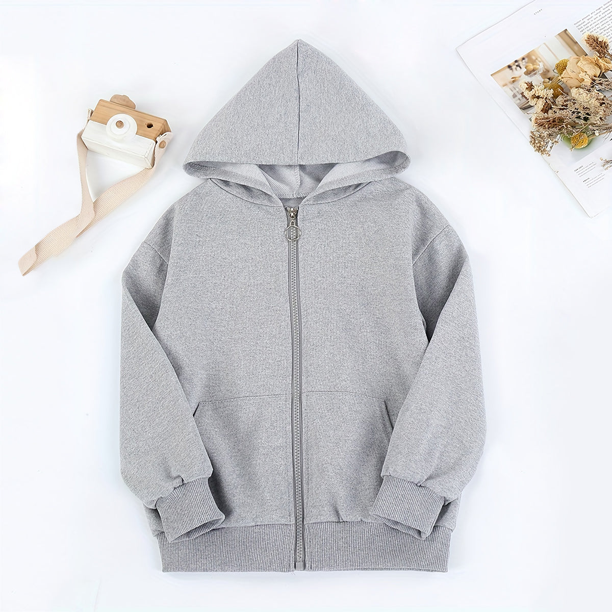 Boys Grey Graphic Print Full Sleeves Hooded Winterwear Jacket Coats & Jackets