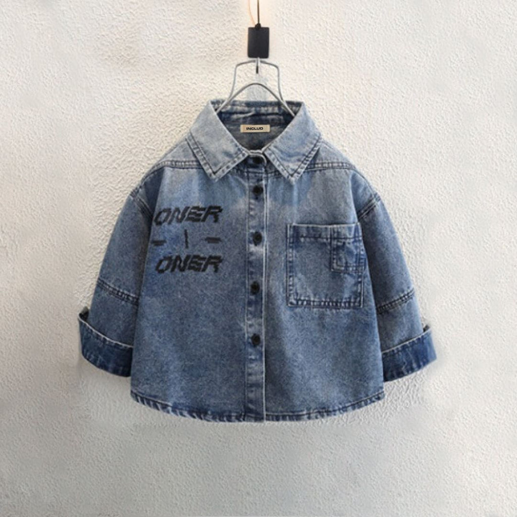 Girls Blue Full Sleeves Denim Shirt Jacket Coats & Jackets Blue 1-2 Y