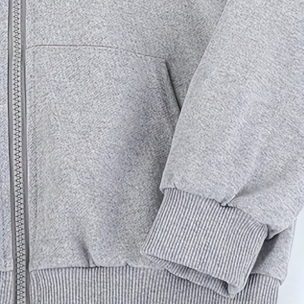 Boys Grey Graphic Print Full Sleeves Hooded Winterwear Jacket Coats & Jackets