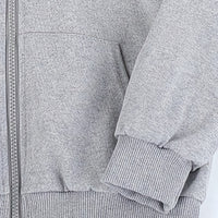 Boys Grey Graphic Print Full Sleeves Hooded Winterwear Jacket Coats & Jackets