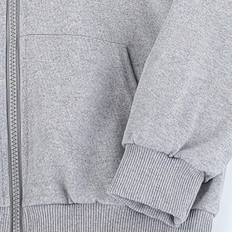 Boys Grey Graphic Print Full Sleeves Hooded Winterwear Jacket Coats & Jackets