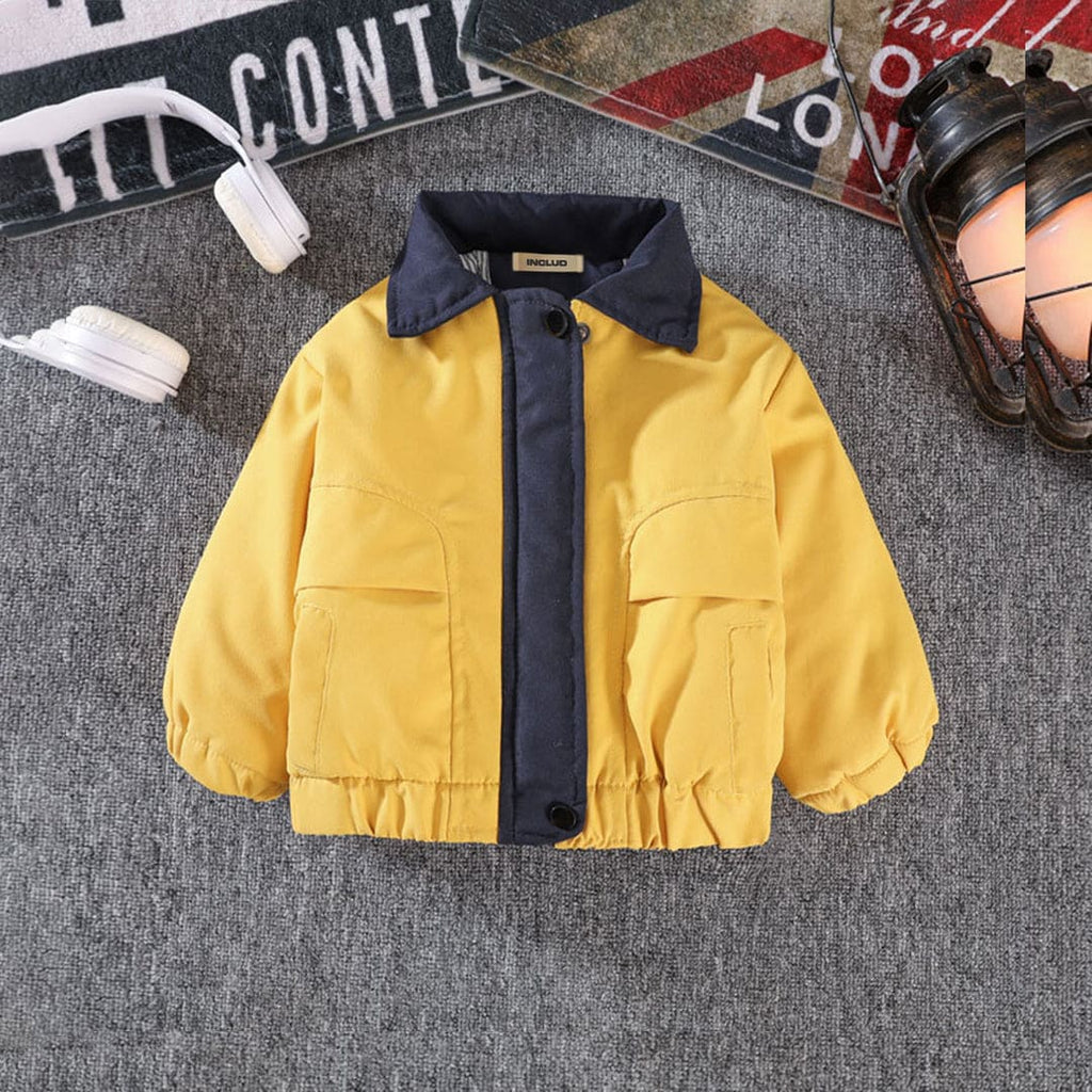 Boys Yellow 3D Printed Full Sleeves Puffer Jacket Coats & Jackets Yellow 1-2 Y