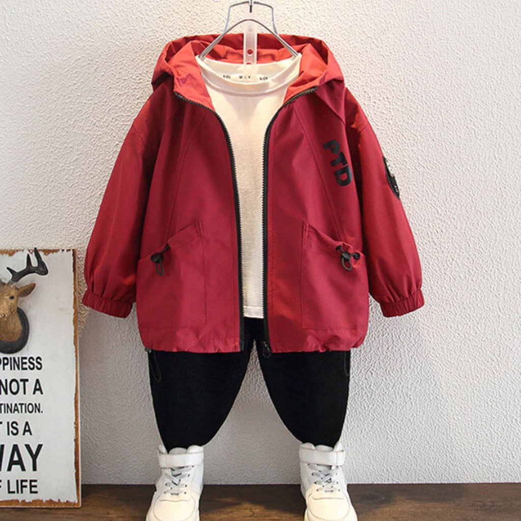 Girls Red Hooded Winterwear Bomber Jacket Coats & Jackets Red 1-2 Y