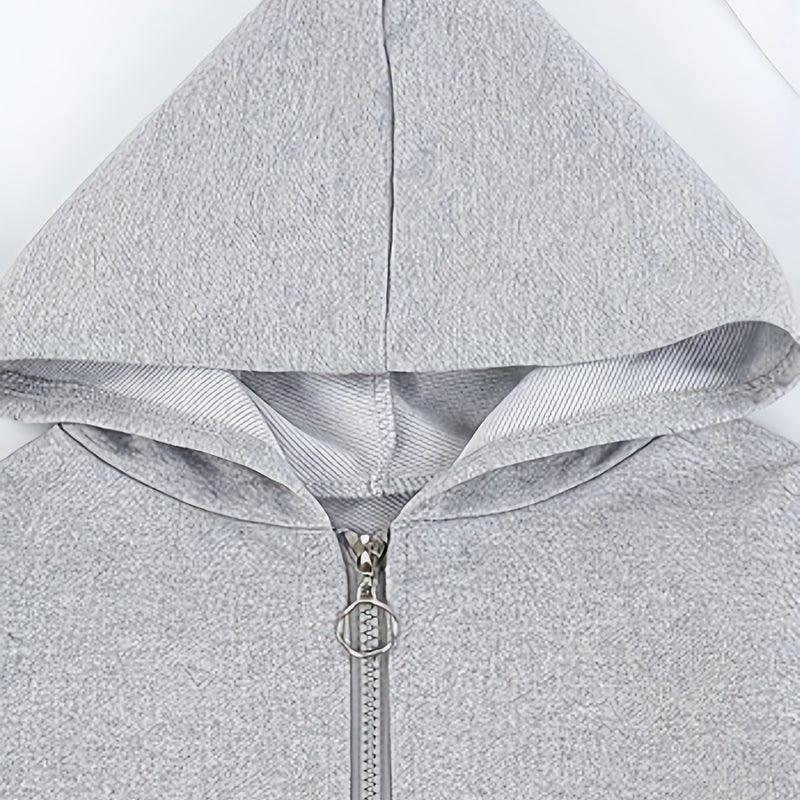 Boys Grey Graphic Print Full Sleeves Hooded Winterwear Jacket Coats & Jackets