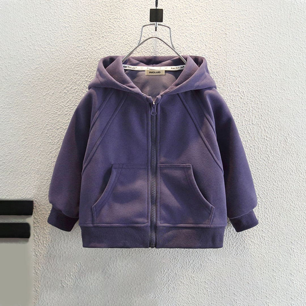 Girls Purple Hooded Full Sleeves Winterwear Jacket Coats & Jackets Purple 1-2 Y