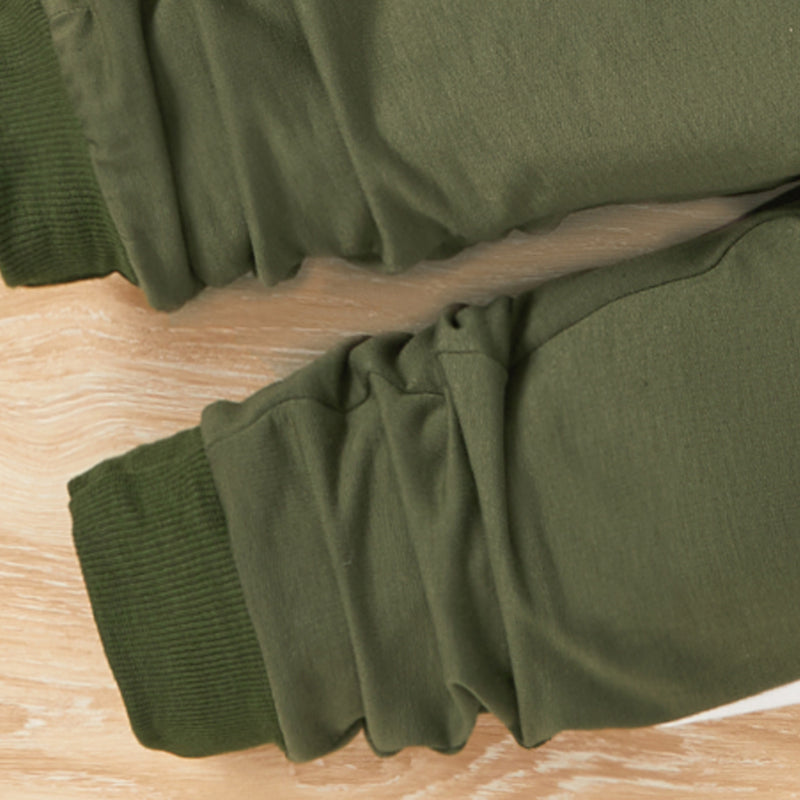Boys Army Green Raglan Sleeve Sweatshirt With Pants Set Sets   