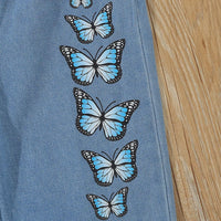 Girls White Printed Hooded Sweatshirt with Denim Set Sets   