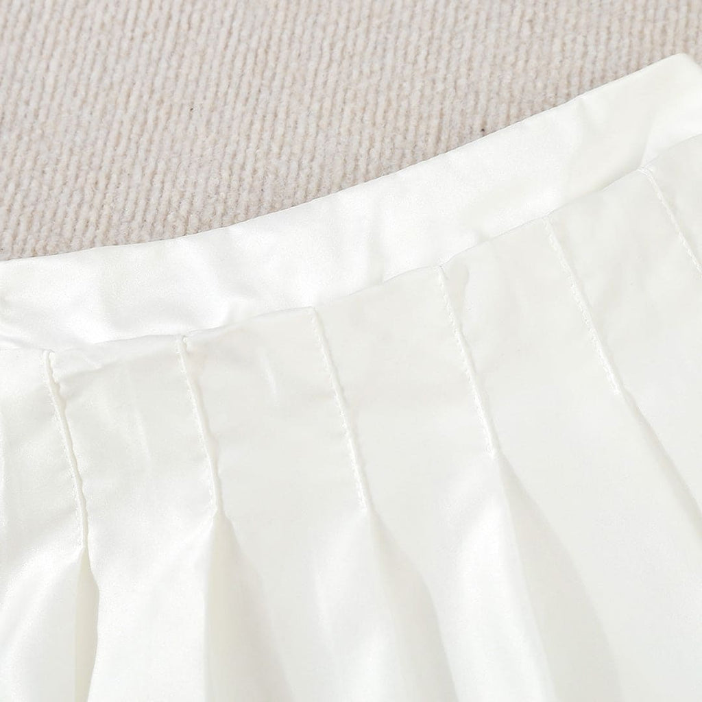 Girls White Pleated Flared Skirt (Pack of 2) Skirts   
