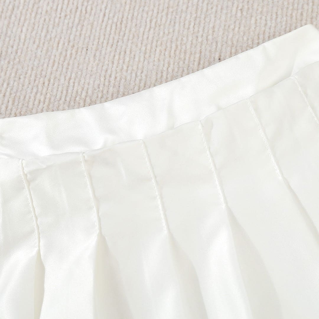 Girls White Pleated Flared Skirt (Pack of 2) Skirts   
