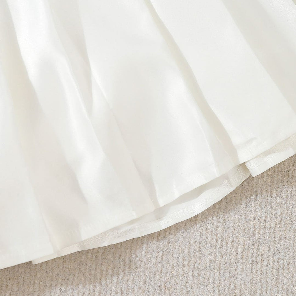 Girls White Pleated Flared Skirt (Pack of 2) Skirts   