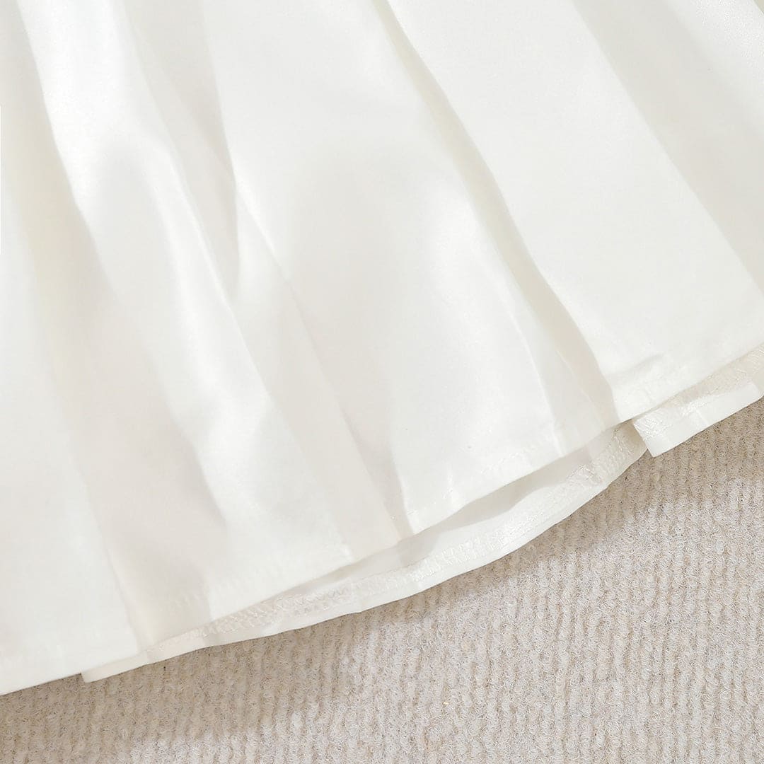 Girls White Pleated Flared Skirt (Pack of 2) Skirts   