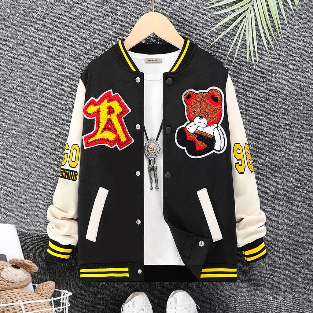 Boys Black Winterwear Varsity Jacket Coats & Jackets Black 8-9 Y 