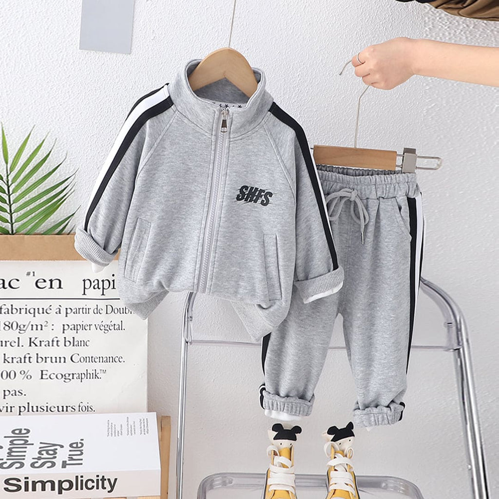 Boys Grey Full Sleeves Jacket with Trouser Set Sets Gray 9-12 M 