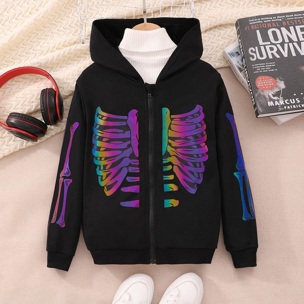 Boys Black Halloween Glow and Dark Hooded Sweatshirt Sweatshirts & Hoodies Black 8-9 Y 