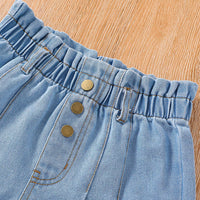 Girls Blue Mildly Distress Denim Shorts Shorts   