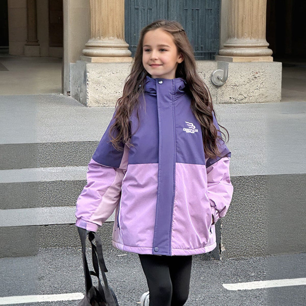 Girls Purple Colorblocked Hooded Full Sleeves Windcheater Jacket Coats & Jackets Purple 5-6 Y