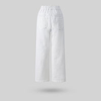 Girls White Heart Print Straight Fit Regular Pants Pants   