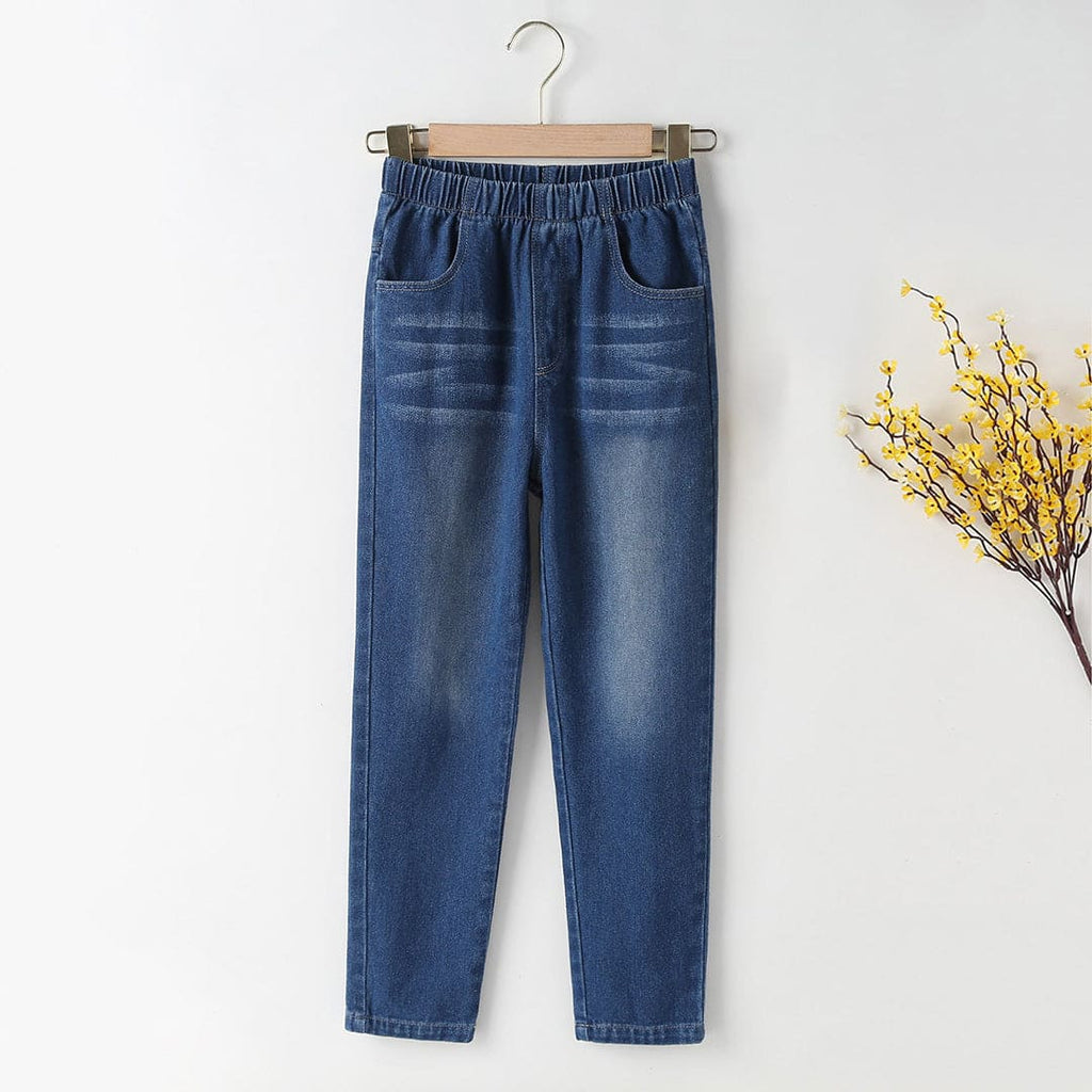 Girls Dark Blue Light Shade Denim Jeans Dark Blue 3-4 Y 