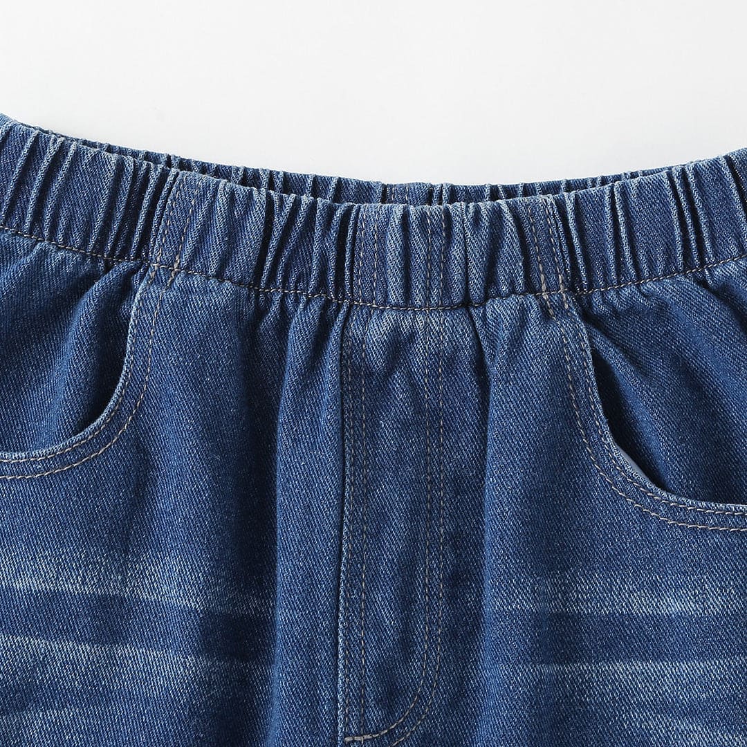 Girls Dark Blue Light Shade Denim Jeans   