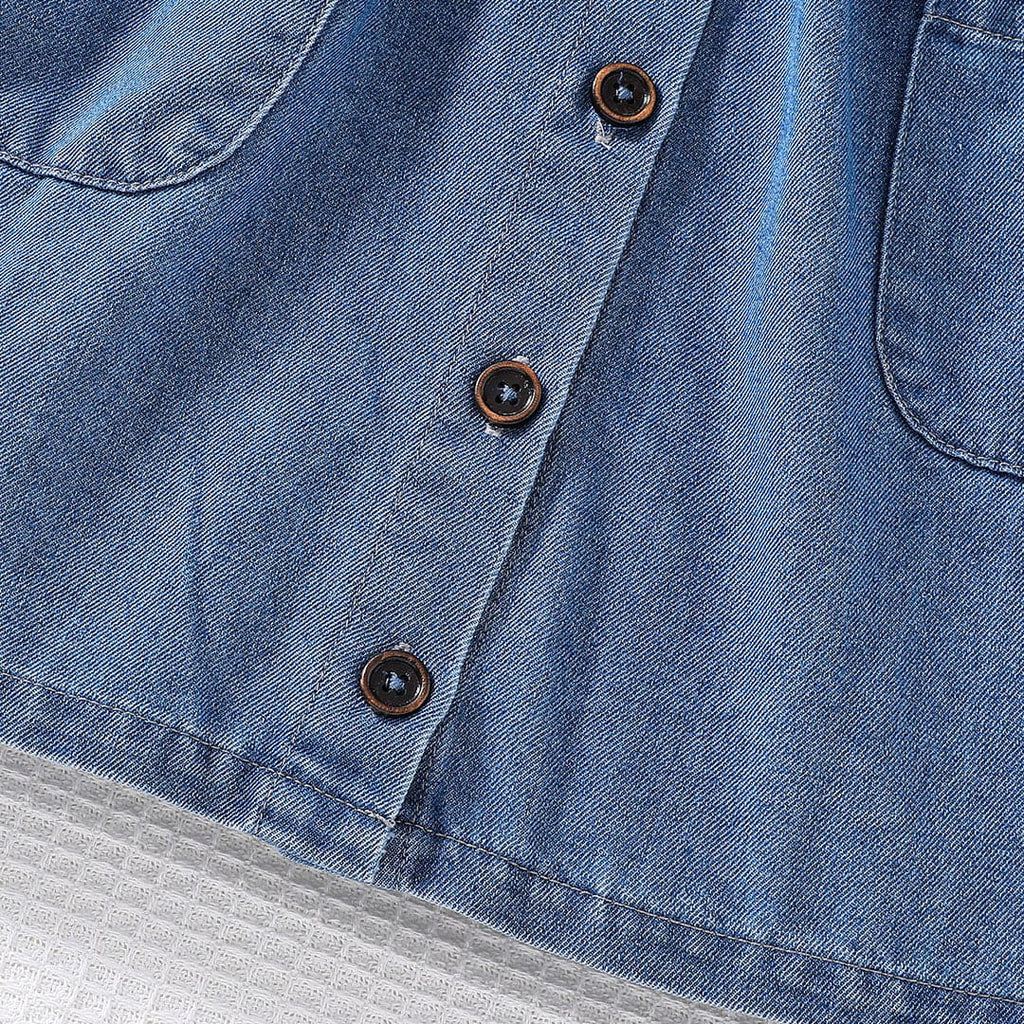 Girls Blue Sleeveless Fit & Flare Denim Dress Casual Dresses   