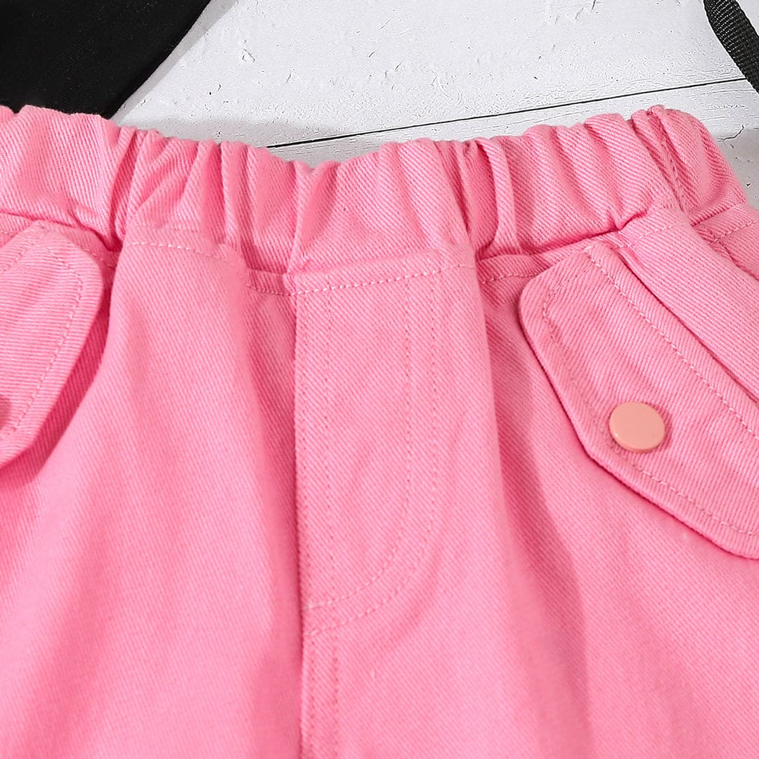 Girls Pink Solid Cargo Pants Pants   
