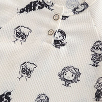 Boys White Cartoon Print T-shirt with Shorts Set Sets
