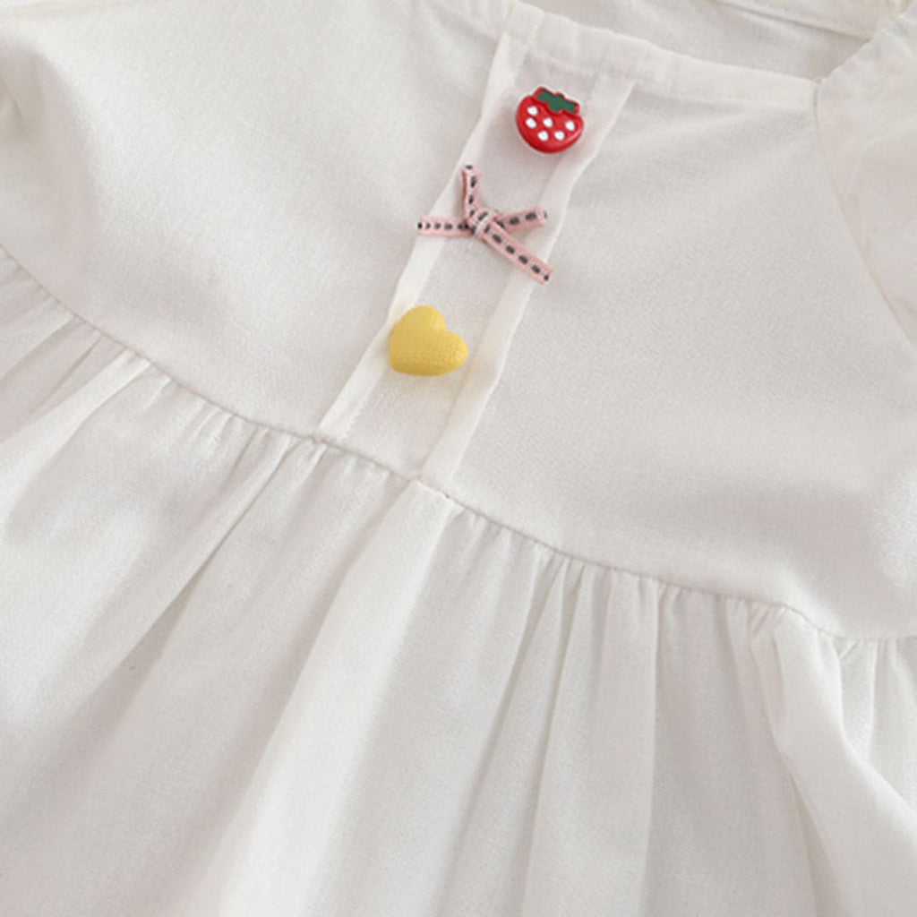 Girls White Puff Sleeves Top with Pants Set Sets