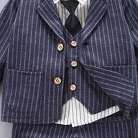 Boys Navy Blue Piece Coat Set with Waistcoat & Trouser Sets