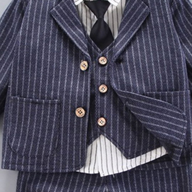 Boys Navy Blue Piece Coat Set with Waistcoat & Trouser Sets
