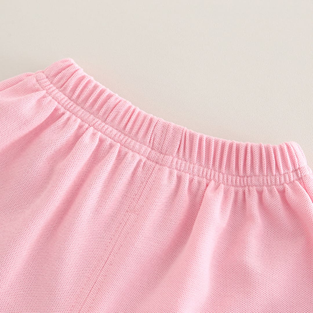 Girls Pink Short Sleeves Top with Shorts Set Sets
