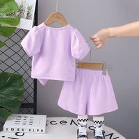 Girls Purple Short Sleeves Top with Shorts Set Sets