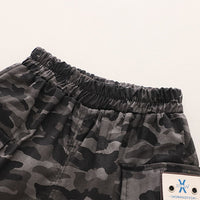 Boys White Shorts Sleeves T-shirt with Camouflage Printed Shorts Set Sets