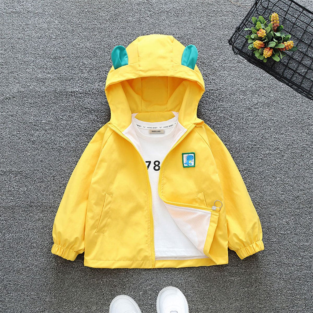 Boys Yellow Dinosaur Print Hooded Bomber Jacket Coats & Jackets Yellow 1-2 Y