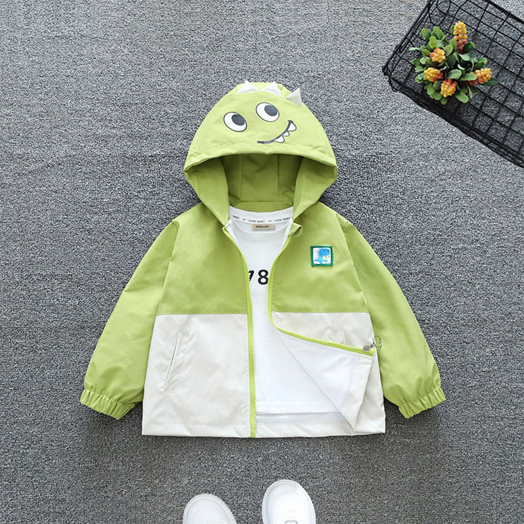 Girls Green Colorblocked Hooded Bomber Jacket Coats & Jackets Green 1-2 Y