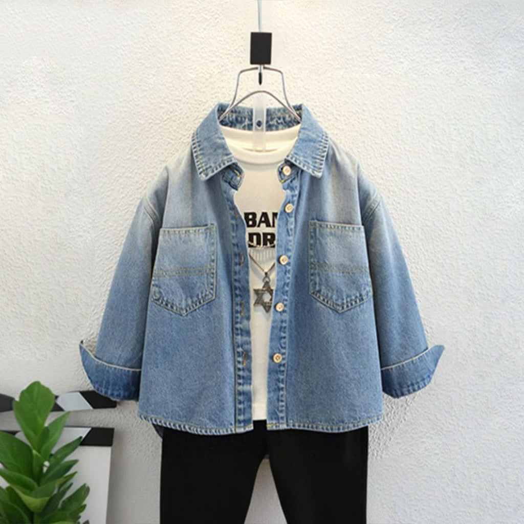 Girls Blue Denim Oversized Shirt Jacket Coats & Jackets Blue 3-4 Y