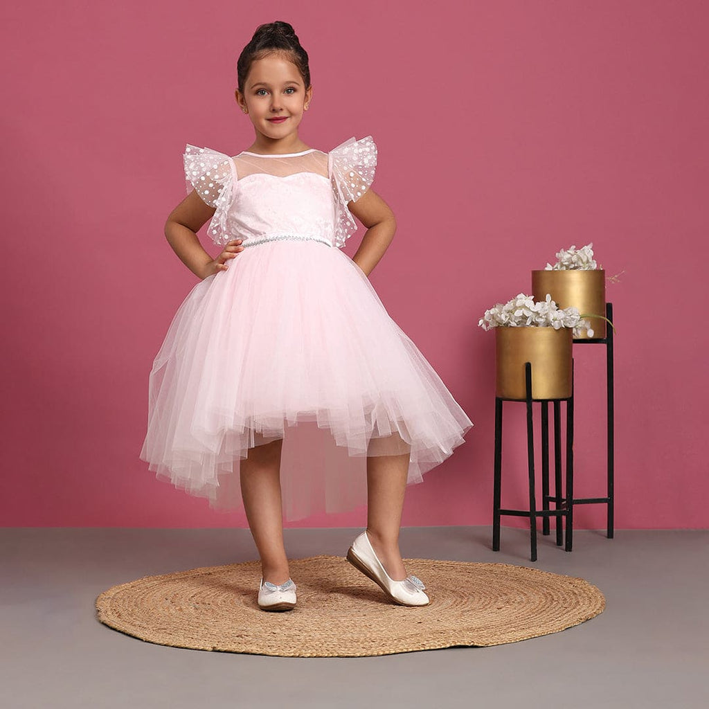 Girls Pink High-Low Tulle Party Dress Party Dresses Pink 1-2 Y