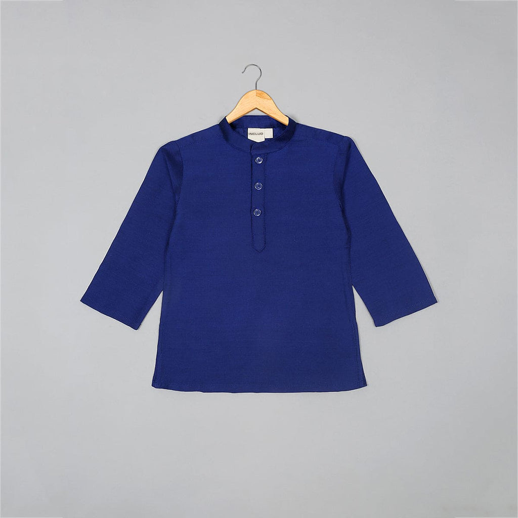 Boys Navy Kurta Pajama With Sleeveless Jacket Set Sets